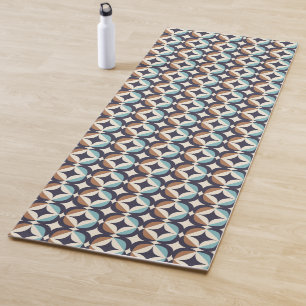 Mid-Century Modern Brown & Teal Pattern Yoga Mat