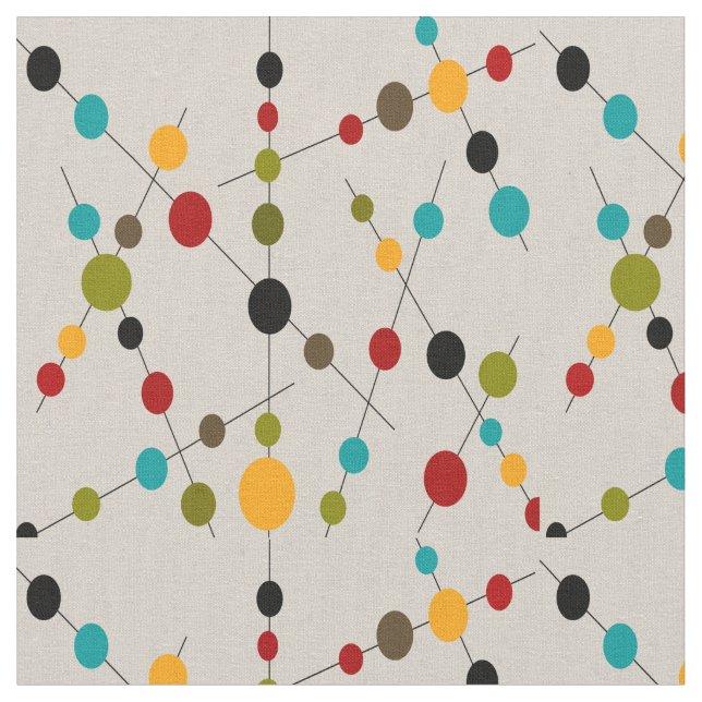 Mid-Century Modern Bubbles and Sticks 2 Fabric (Close Up)