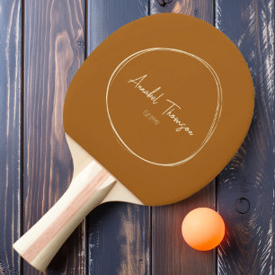 Mid-Century Modern Burnt Sand with Name  Ping Pong Paddle