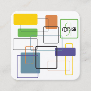 Mid Century Modern Burst of Colour Square Business Card