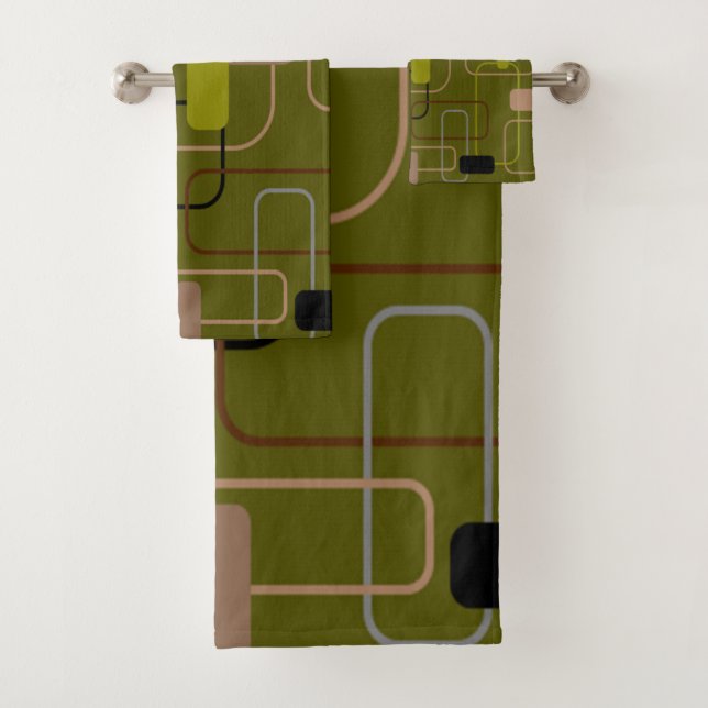 Mid-Century Modern Camouflauge Bath Towel Set (Insitu)