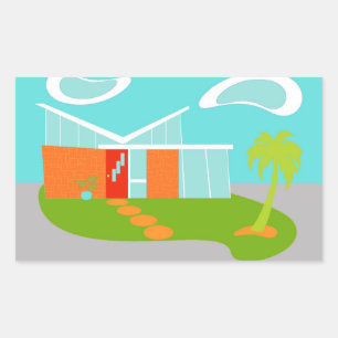 Mid Century Modern Cartoon House Stickers