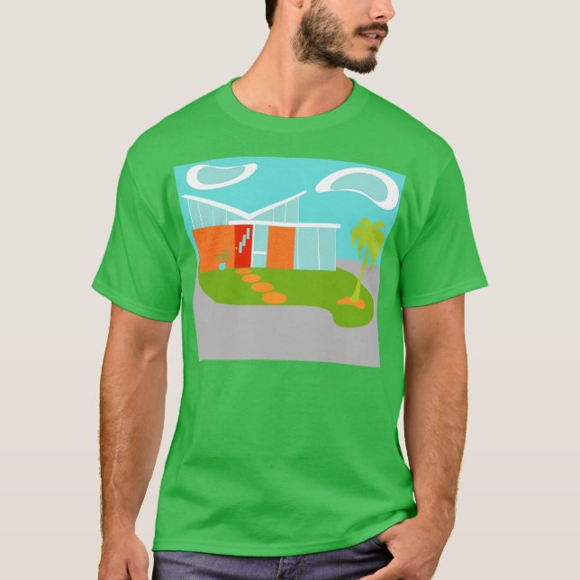 Mid Century Modern Cartoon House T-Shirt (Front)