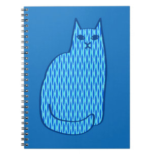 Mid-Century Modern Cat, Cobalt and Light Blue Notebook