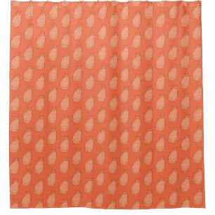 Mid-Century Modern Cat, Coral Orange and White  Shower Curtain