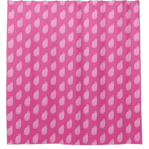 Mid-Century Modern Cat, Fuchsia and Light Pink  Shower Curtain