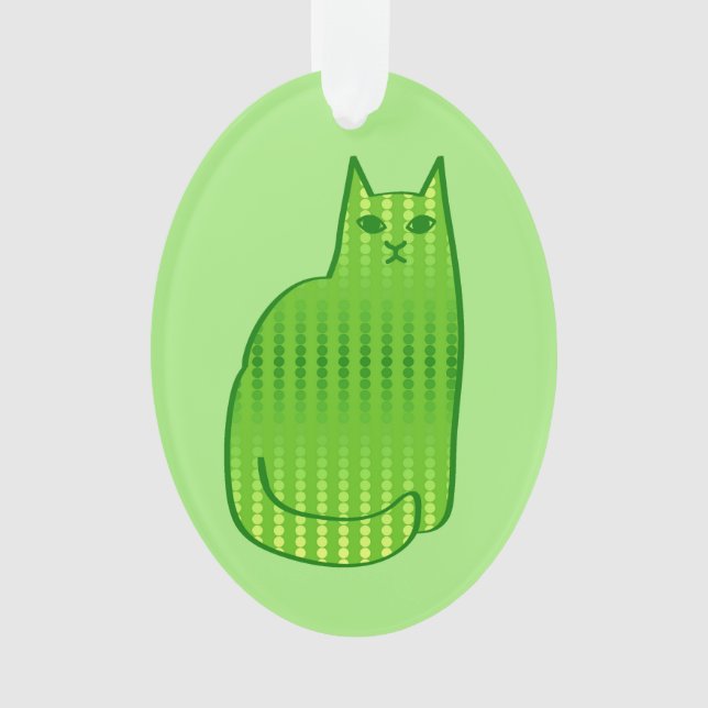 Mid-Century Modern Cat, Lime and Emerald Green   Ornament (Front)