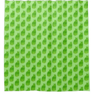 Mid-Century Modern Cat, Lime and Emerald Green  Shower Curtain
