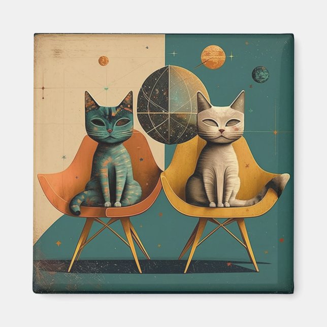 Mid-Century Modern Cat Magnet (Front)
