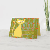 Mid Century Modern Cat on Geometric Pattern