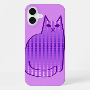 Mid-Century Modern Cat, Orchid and Purple iPhone 16 Plus Case