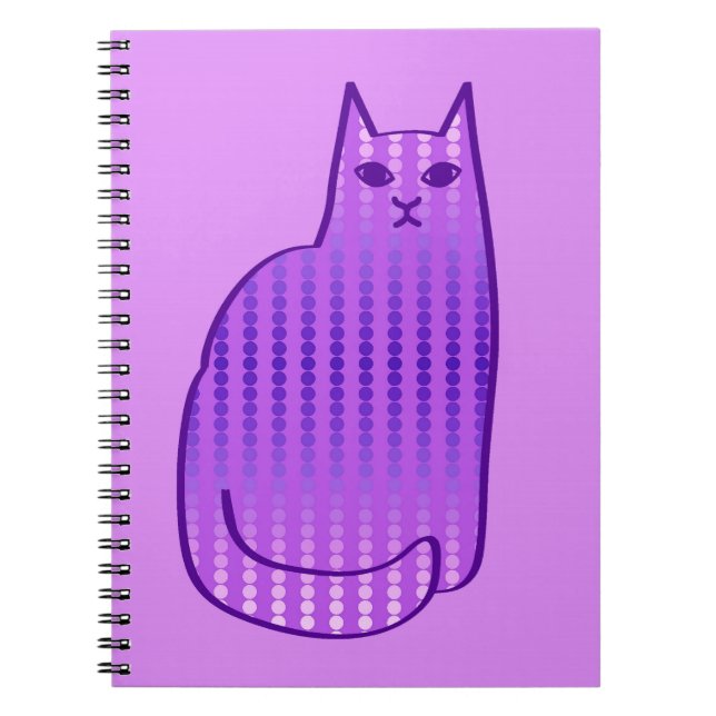 Mid-Century Modern Cat, Orchid and Purple Notebook (Front)