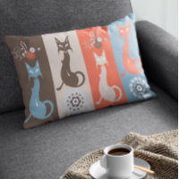Mid Century Modern Cat Retro Orange Brown