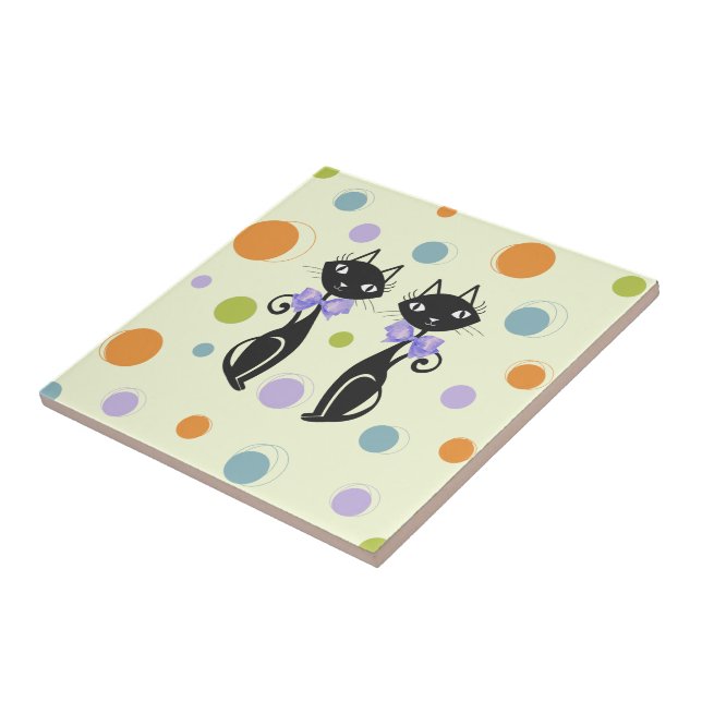 Mid Century Modern Cat Tile (Side)