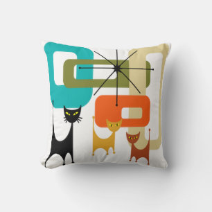 Mid-century Modern Cats  Cushion