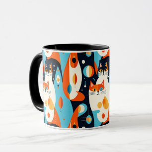  Mid-Century Modern Cats on an Abstract Background Mug