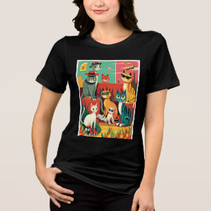 Mid Century Modern Cats on Vacation Tri-Blend Shirt
