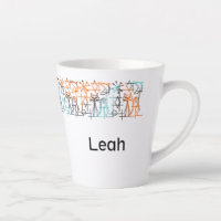 Mid-Century Modern Cats Personalised Latte Mug