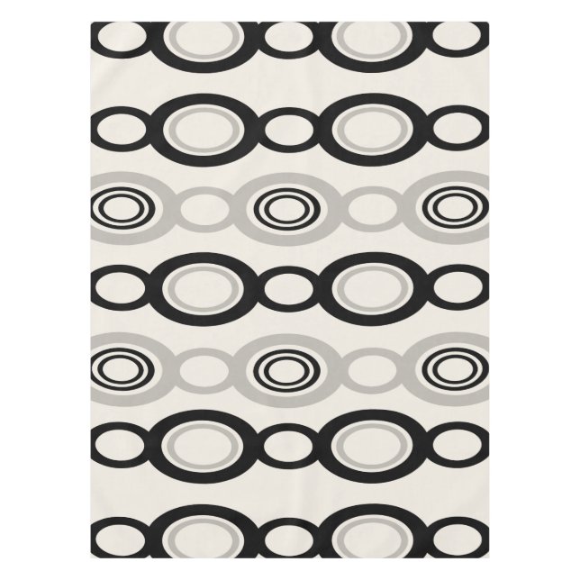 Mid Century Modern Chain Links Black Grey Tablecloth (Front)