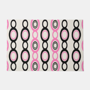 Mid Century Modern Chain Links Black Pink Doormat