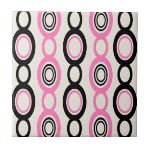 Mid Century Modern Chain Links Black Pink Tile