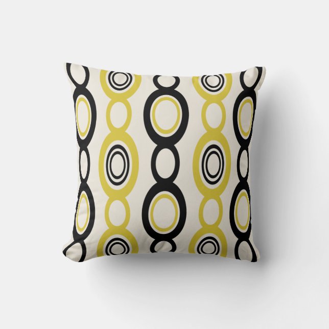 Mid Century Modern Chain Links Black Yellow Cushion (Front)