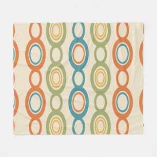 Mid Century Modern Chain Links Colourful Fleece Blanket