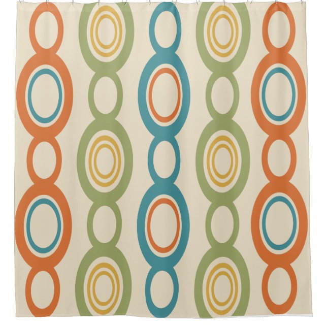 Mid Century Modern Chain Links Colourful Shower Curtain (Front)