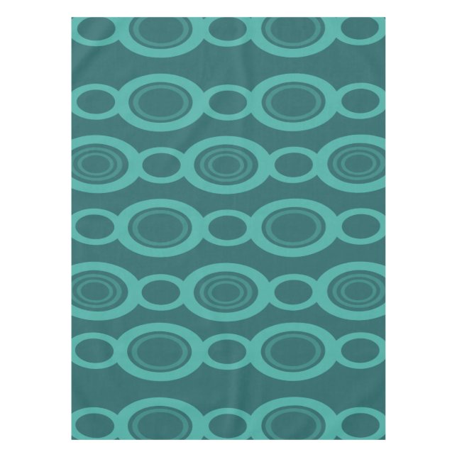 Mid Century Modern Chain Links Teal Tablecloth (Front)