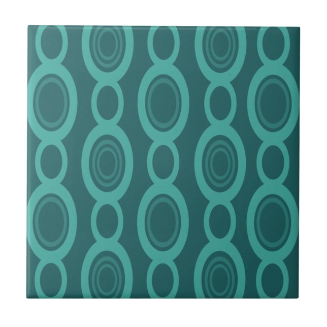 Mid Century Modern Chain Links Teal Tile (Front)