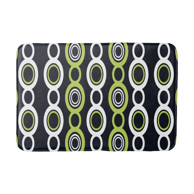 Mid Century Modern Chain Links White Chartreuse Bath Mat (Front)