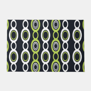 Mid Century Modern Chain Links White Chartreuse Doormat