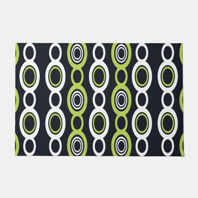Mid Century Modern Chain Links White Chartreuse Doormat (Front)
