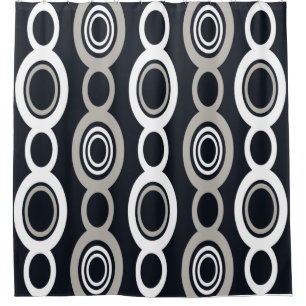 Mid Century Modern Chain Links White Grey Shower Curtain