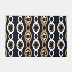 Mid Century Modern Chain Links White Orange Doormat