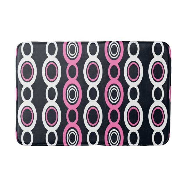 Mid Century Modern Chain Links White Pink Bath Mat (Front)