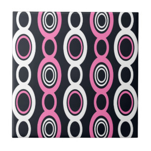 Mid Century Modern Chain Links White Pink Tile