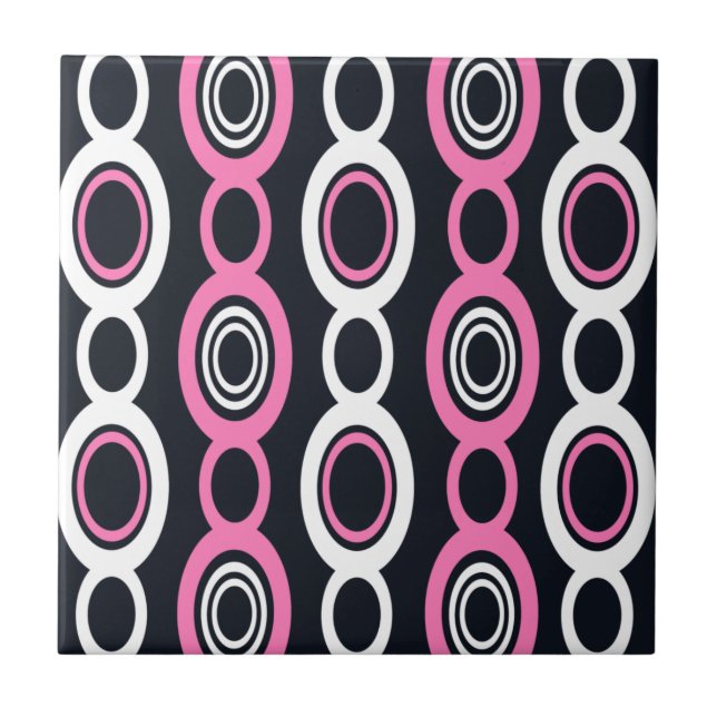 Mid Century Modern Chain Links White Pink Tile (Front)