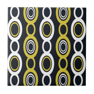 Mid Century Modern Chain Links White Yellow Tile