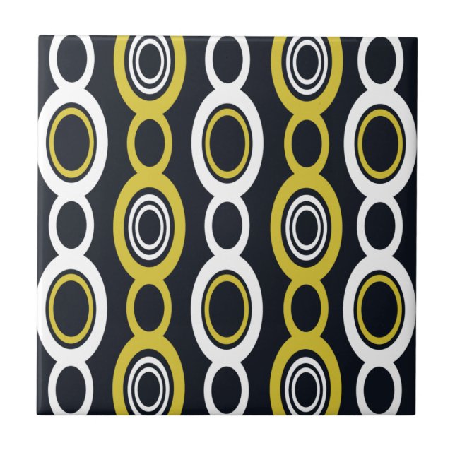 Mid Century Modern Chain Links White Yellow Tile (Front)