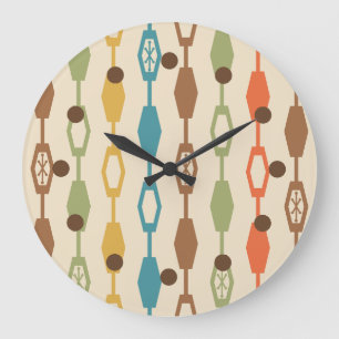 Mid Century Modern Chains Multicolored Large Clock