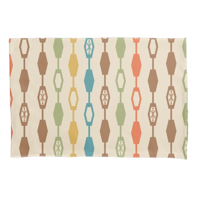 Mid Century Modern Chains Multicolored Pillowcase (Front)