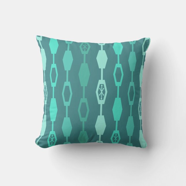 Mid Century Modern Chains Teal Cushion (Front)