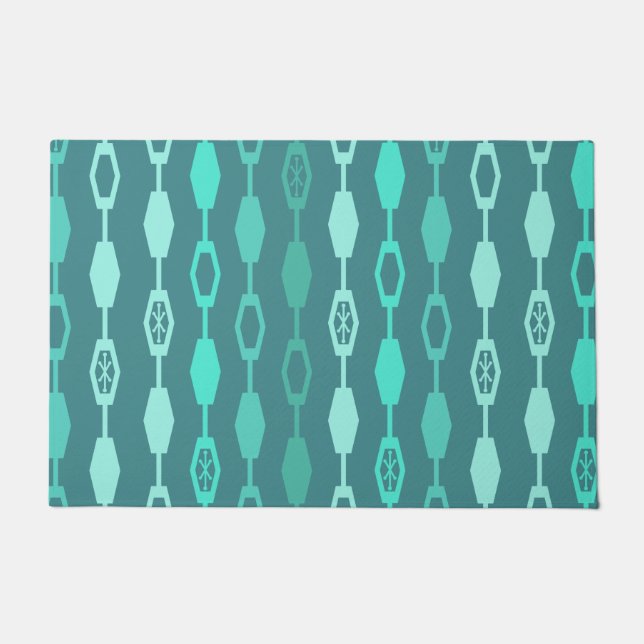 Mid Century Modern Chains Teal Doormat (Front)