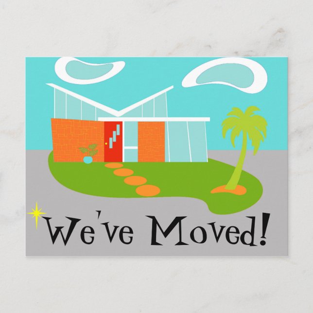 Mid Century Modern Change of Address Postcard (Front)