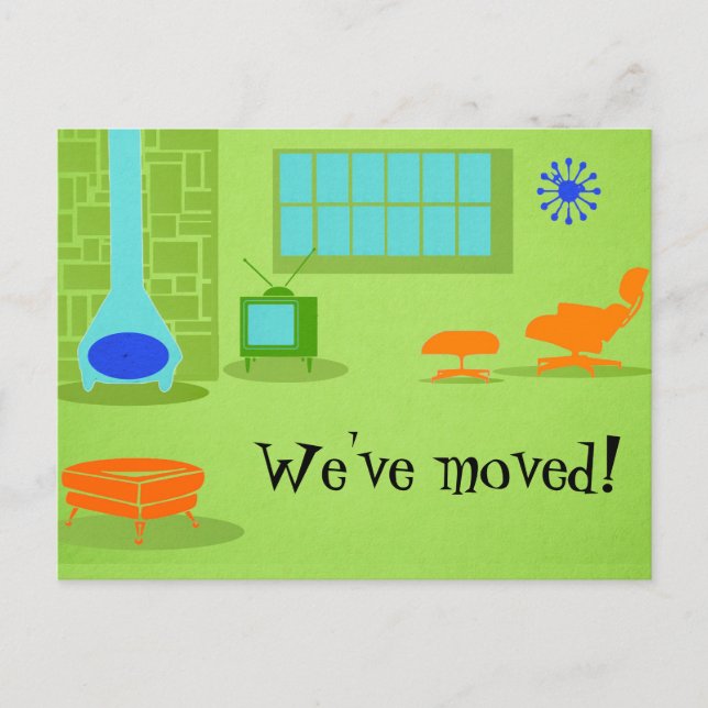 Mid Century Modern Change of Address Postcard (Front)