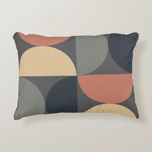 Mid Century Modern Charcoal Salmon    Decorative Cushion (Front)