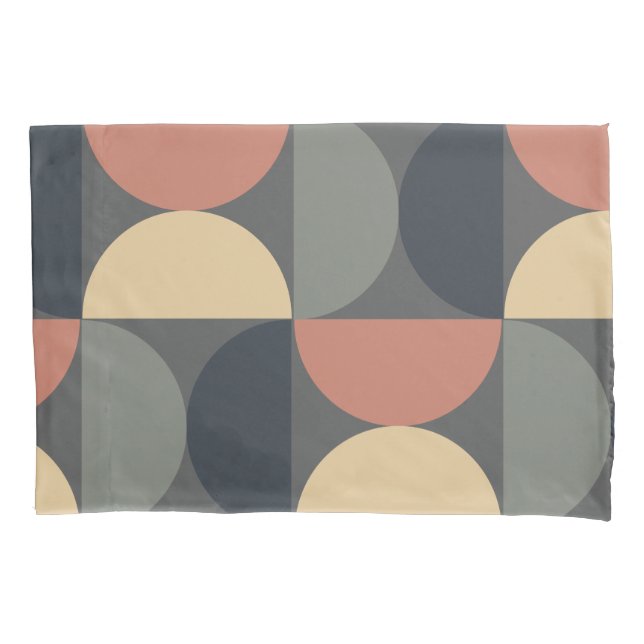Mid Century Modern Charcoal Salmon     Pillowcase (Front)