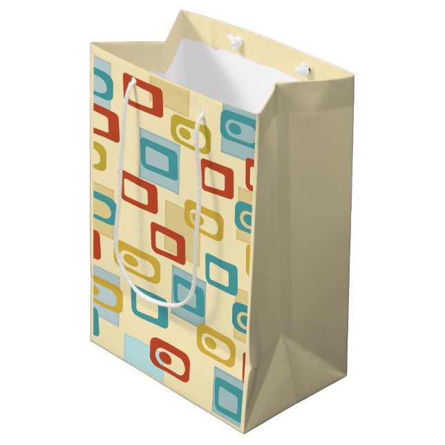 Mid Century Modern Cheerful Geo Pod Pattern Medium Gift Bag (Front Angled)