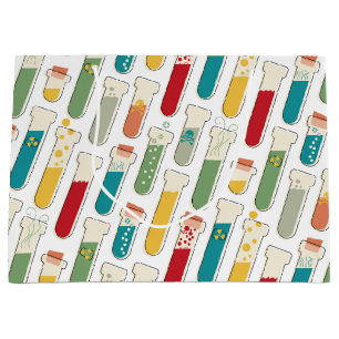 Mid Century Modern Chemistry Test Tube Stripe Large Gift Bag